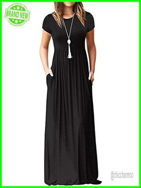 Short Sleeve Maxi Dress with Pockets Casual Summer Long Dress